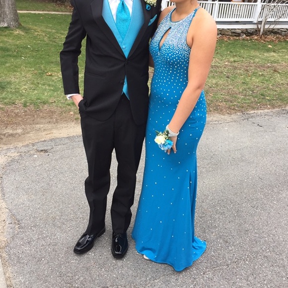 Jovani Teal Rhinestone Prom Dress #90640 - Picture 2 of 4